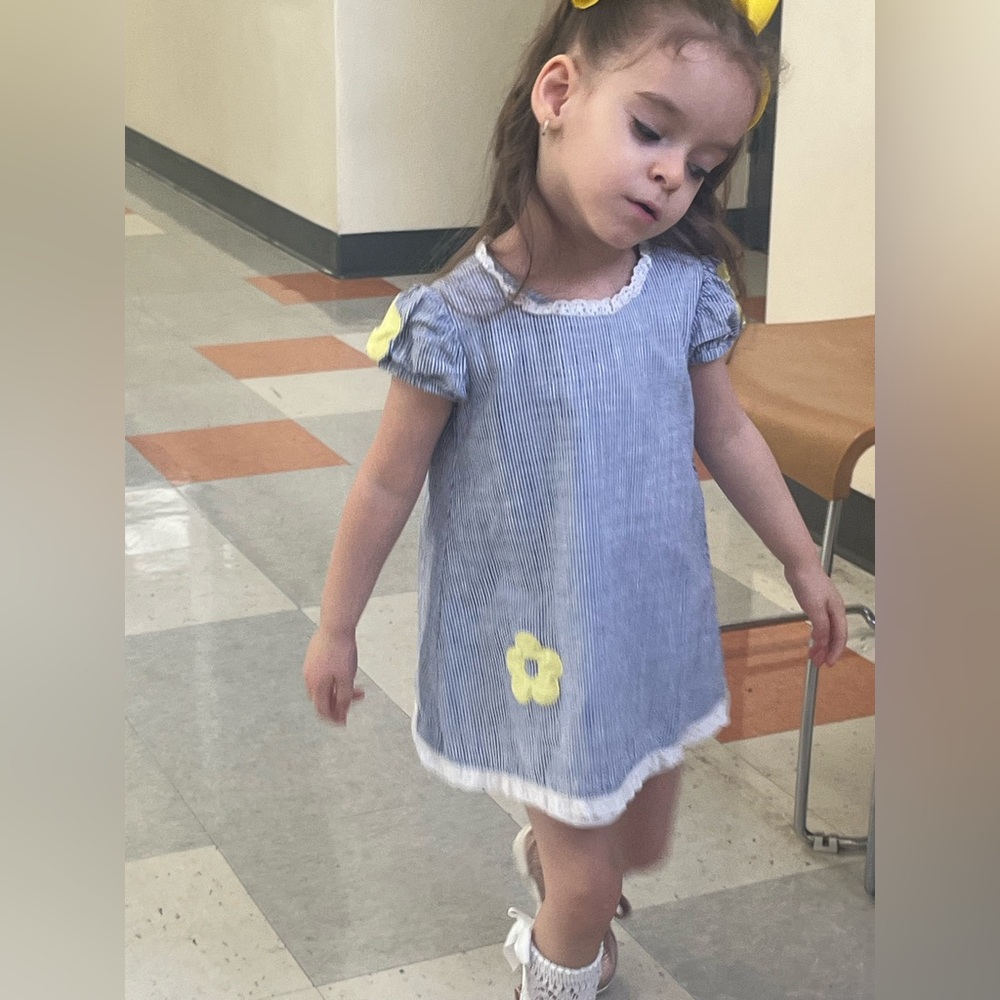 Blue stripes with yellow flower dress